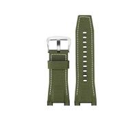 CAWEUER Kompatibel mit Casio GST-S130/S110/S120/W130l/B100/W300 Echtleder-Nylon-Herrenuhrarmband(N04-Green bai-ST-K5)