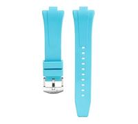 CAWEUER Kompatibel mit Citizen NJ0150 NJ0151 NJ0158 Uhr Fluorkautschukband FKM Armband Herrenarmband Schnellverschluss-Armband(Light blue)
