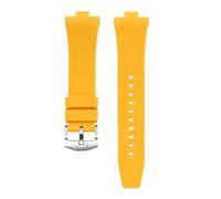 CAWEUER Kompatibel mit Citizen NJ0150 NJ0151 NJ0158 Uhr Fluorkautschukband FKM Armband Herrenarmband Schnellverschluss-Armband(Yellow)