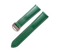 CAWEUER Leder-Uhrenarmband, kompatibel mit Cartier London Solo, strukturiertes Rindsleder, Lychee-Optik, Herren- und Damenarmband, 17, 20, 22, 23, 24, 25 mm(Green-rose gold,23mm)
