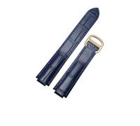 CAWEUER Lederarmband kompatibel mit Cartier Blue Balloon Armband, Ersatz for Uhrenarmband aus Rindsleder for Damen, 16-9 mm, 18-11, 20-12, 22-14(Blue-gold,8-14mm)