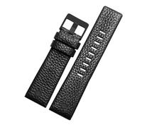 CAWEUER Lederarmband kompatibel mit Diesel DZ7257 1657 4323 7314 7313 7371 Uhrenarmband 22 24 26 27 28 30 mm Schwarz Braun Weiß Band(Black black,24mm)