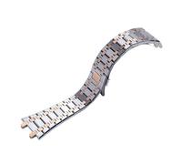 CAWEUER Massives Edelstahlarmband, kompatibel mit AP ROYAL OAK 15400 26331 15500 Uhrenarmband, Faltschließe, 26 mm, Herren- und Damenarmband(Middle rosegold)