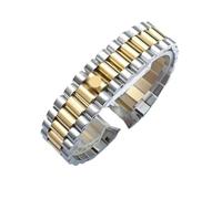 CAWEUER Uhrenarmband 20 mm 21 Sport Kompatibel mit Rolex DATEJUST DAY-DATE OYSTERPERTUAL DATE Stahlarmband Herren- und Damen-Uhrenarmbänder(Silver gold-3,21mm)