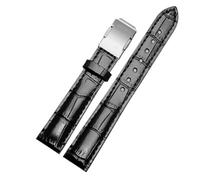 CAWEUER Uhrenarmband aus echtem Leder, kompatibel mit Casio Sheen Series She-5010/5018 5012 5023, Damen-Uhrenarmband mit Faltschließe, 16 mm(Black-steel,16mm)