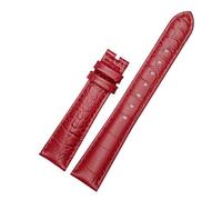 CAWEUER Uhrenarmband aus echtem Leder, kompatibel mit Swarovski Damen-Uhrenarmband Green Submariner 5452498 5452495 5452501, 17 mm, Blau, Rosa, Grün, Rot(Red-No)