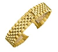 CAWEUER Uhrenarmband aus massivem Edelstahl, 20 mm, 21, Sport, kompatibel mit Rolex-Serien-Armband, Herren- und Damen-Luxusuhren-Zubehör(5 beads-gold,21mm)