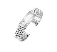 CAWEUER Uhrenarmband aus massivem Edelstahl, kompatibel mit Rolex Refined Belt Log Type Oyster Perpeual Greenwich Type II Strap Men 20 mm(Steel-Z9)