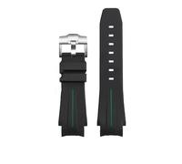 CAWEUER Uhrenarmband aus Silikonkautschuk, konvexes Gelenk, wasserdicht, schwarz/grün, for Herren, kompatibel mit Rolex Yacht Master Sea Dweller ANCON(Black green-S pin,20mm)
