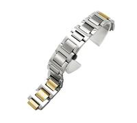 CAWEUER Uhrenarmband kompatibel mit Cartier Ballon Bleu De Series, massives Edelstahlarmband konvexer Schnittstelle, Uhrenzubehör(Steel-Golden,14x22mm)