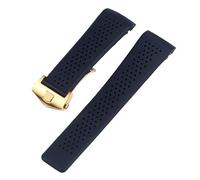 CAWEUER Uhrenarmband kompatibel mit TAG HEUER GRAND CARRERA AQUARACER, weiches Silikonarmband, Herren-Uhrenarmband, Gummi-Uhrenarmbandkette, 22 mm, 24(Black-gold,22mm)