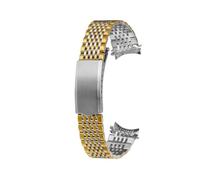 CAWEUER Uhrenarmband mit gebogenem Ende, kompatibel Omega, Seamaster DeVille, Edelstahlarmband, 18 mm, 19, 20, dünnes Armband, Gürtel, Silbergold(Silver gold,20mm)