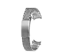 CAWEUER Uhrenarmband mit gebogenem Ende, kompatibel Omega, Seamaster DeVille, Edelstahlarmband, 18 mm, 19, 20, dünnes Armband, Gürtel, Silbergold(Silver,19mm)