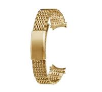 CAWEUER Uhrenarmband mit gebogenem Ende, kompatibel Omega, Seamaster, Speedmaster, DeVille, Edelstahlarmband, dünnes Armband, Gürtel, Silber/Gold(Gold,18mm)