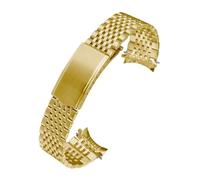 CAWEUER Uhrenarmband mit gebogenem Ende, kompatibel Omega, Seamaster, Speedmaster, DeVille, Edelstahlarmband, 18 mm, 19, 20, dünnes Armband, Gürtel, Silber/Gold(Gold,19mm)