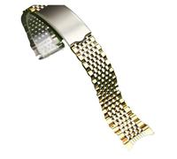 CAWEUER Uhrenarmband mit gebogenem Ende, kompatibel Omega, Seamaster, Uhrenzubehör, Band, Edelstahlarmband(Silver gold,18mm)