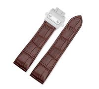 CAWEUER Wasserdichtes Lederarmband, kompatibel mit Cartier Santos 100, Faltschließe for Herren und Damen, 20 mm, 23(Brown-Silver Buckle,23mm)