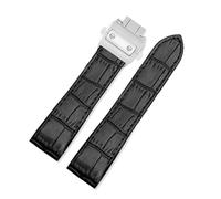 CAWEUER Wasserdichtes Lederarmband, kompatibel mit Cartier Santos 100, Faltschließe for Herren und Damen, 20 mm, 23(Black-Silver Buckle,23mm)