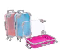 CAXUSD 3 Stück Teiliges Mini Kunststoff Handgepäck-koffer Tragbare Schmuckbox und Partygeschenk Kompakte Reise Organizer Aufbewahrungsbox Stilvolle Candy Box in Rosenrot Hellblau