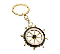 CAZSTYK Eleganter Schlüsselanhänger mit Marine-Motiv, Kiriste-Materialien, Anker und Rad-Design, blau, weiß, ästhetisch, für Dekorationen, stabiles Accessoire, Schwarz , Gold-color