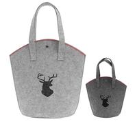 CB Home & Style Filztasche Hirsch Einkaufstasche Tasche Shopper ca. 30 x 15 x 40 cm (Hellgrau)