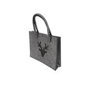 CB Home & Style Filztasche Hirschkopf Hirsch Einkaufstasche Tasche Shopper ca. 35 x 10 x 28 cm Einkaufskorb (Hellgrau-Dunkelgrau)