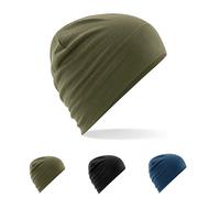 CB370 Beechfield Merinowolle Beanie Mütze Steel Blue One Size