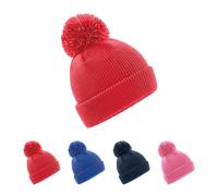 CB406B Beechfield Junior Reflective Bobble Beanie Bright Red One Size