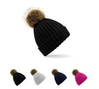 Herrenmütze Fur Pom Chunky Beanie / Luxus-Kunstfell-Bommel - Beechfield - B412