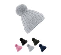 CB413 Beechfield Bommelmütze aus luxuriösem robustem Ripp-Strick