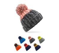 CB437 Beechfield Bommelmütze mit kontrastreichem 2-farbigem Design Light Grey One Size