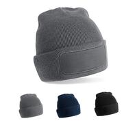 CB445R Beechfield Strickmütze mit Aufnäher aus recyceltem Polyester Graphite Grey One Size