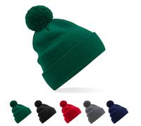 Beechfield Bommelmütze CB450N Snowstar – Bio-Baumwolle – Schwarz