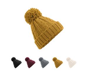 CB480 Beechfield Strickmütze Melange-Mütze mit Zopfmuster Black One Size
