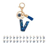 CBHTMY Schlüsselanhänger Buchstabe Mädchen,Anfangsbuchstaben Schlüsselbund,Böser Blick Blau,kleine geschenke für frauen (V)