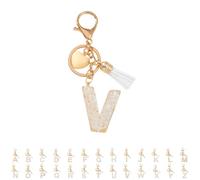 CBHTMY Schlüsselanhänger Buchstabe Mädchen,Anfangsbuchstaben Schlüsselbund,Herzförmiger weißer Stein Für,kleine geschenke für frauen (V)