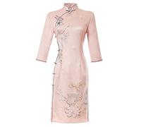 CBROOT Chinesisches Cheongsam-Kleid Für Frauen - Moderne Mode Mittellange Lange Ärmel Täglich Schlank Cheongsam Herbst Winter Chinesisch Traditioneller Junger Stil Qipao Kleid Frauen Kleidung, R