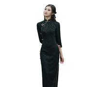 CBROOT Chinesisches Cheongsam-Kleid Für Frauen - Moderne Traditionelle Chinesische Schlanke Cheongsam Frauen Mädchen Baumwolle Retro Kleid Qipao Sexy Kurze Vintage-Kleider Bankett Party Kleidung,