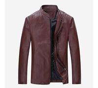 CBROOT Herren Lederjacke -Herren Lederjacke Frühling Herbst Winter Mantel Mit Reißverschluss Revers Slim Outerwear Koreanischer Stil Jugendkleidung Winddichte Streetwear, Dunkelrot, 3XL