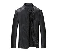 CBROOT Herren Lederjacke -Herren Lederjacke Frühling Herbst Winter Mantel Mit Reißverschluss Revers Schlanke Oberbekleidung Koreanischer Stil Jugendkleidung Winddichte Streetwear, Schwarz, L