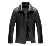 CBROOT Herren Lederjacke -Männer Lederjacke Dünner Mantel Business Revers Herren Oberbekleidung Mode Langarm Herbst Winter Kleidung Einfarbige Klassische Kleidung, Schwarz, S