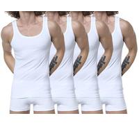 CC Clark Crown Unterhemd Herren Tank Top 4er Pack Feinripp Baumwolle Männer Achselhemden Muskelshirt weiß, Größe XL