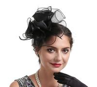 CCAIPU Damen Fascinators Hut, Blume Mesh Bänder Federn Stirnband Elegante Haarspange Tea Party Kopfbedeckung für Mädchen und Frauen