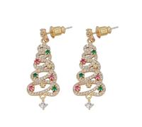 CCAIPU Weihnachtsohrringe Weihnachtsbaum Tropfen Baumeln Weihnachtsferien Schmuck Geschenk Weihnachten S925 Silber Baumeln Ohrringe Ohrstecker (Gold-A)