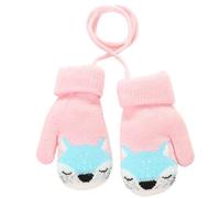 Ccomage Süße Fäustlinge Baby mit Schnur Jungen Mädchen Winter Strickhandschuhe Kleinkind Gestrickte Handschuhe Warme Fleece-Gefütterte Handschuhe für 0-3 Jahre