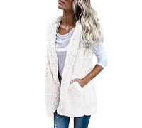 CCOOfhhc ärmellose Fleeceweste Damen Kapuze Kapuzenjacke Oversized Teddymäntel Frauen Lang Übergangsjacke Herbst Große Größe Winterjacke Elegant PlüSchwesten Für Kapuzenweste ärmellos Sweatjacke