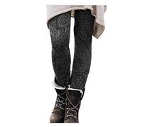 CCOOfhhc Bunte Printhose Damen Winter Gefüttert Bunt Stretch Sweatpants Hohe Taille Legging Freizeithose Bunte Print Winter Einfarbig Lang Leggins Bunte Printhose Fell Wander Gefüttert Hose Leggins