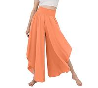 CCOOfhhc Culottes Hosen Damen Leichte Sommerhose, Damen Wickelhose mit Schlitz Weites Bein Rüschen Hose Sommer Yogahose Leicht Luftige Sommerhosen Plissee Bequeme Sporthose für Frauen Schlaghose