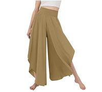 CCOOfhhc Culottes Hosen Damen Leichte Sommerhose, Damen Wickelhose mit Schlitz Weites Bein Rüschen Hose Sommer Yogahose Leicht Luftige Sommerhosen Plissee Bequeme Sporthose für Frauen Schlaghose