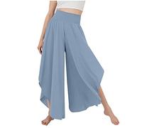 CCOOfhhc Damen Hippie Hose Pumphose Haremshose Boho Gemustert Gesmockte Taille Freizeithose Sommerhose Yogahose Lange Hosen Schlitz Lockere Weites Bein Lose Leichte Sporthose Yogahosen
